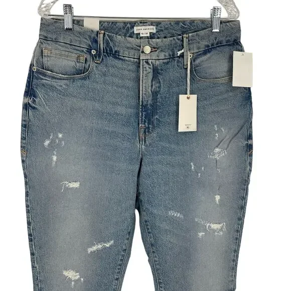 Good American Good Classic Straight Leg Jeans Indigo Blue Women's Size 10 NWT - Picture 4 of 5